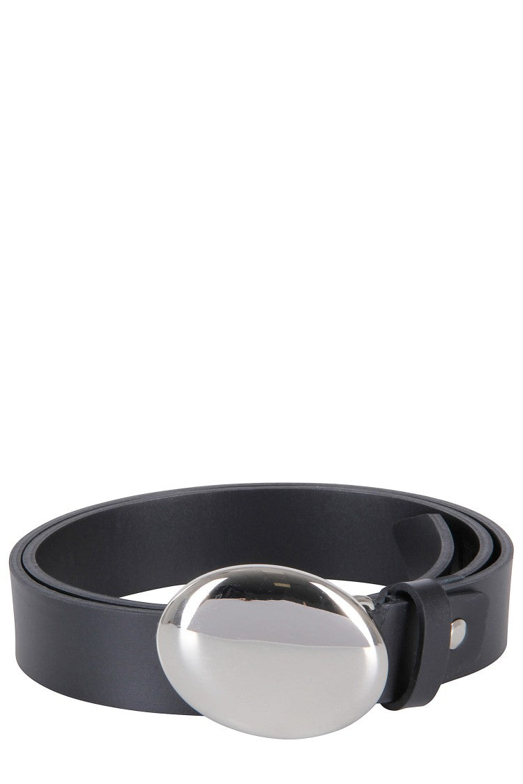 Federica Tosi Black And Silver Mindy Metallic Buckle Leather Belt