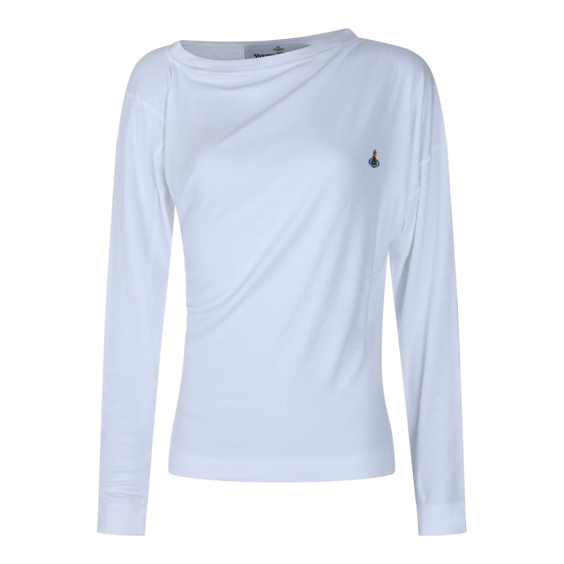 Vivienne Westwood Long-Sleeved Minimalist Top With Asymmetrical Neckline And Subtle Emblem