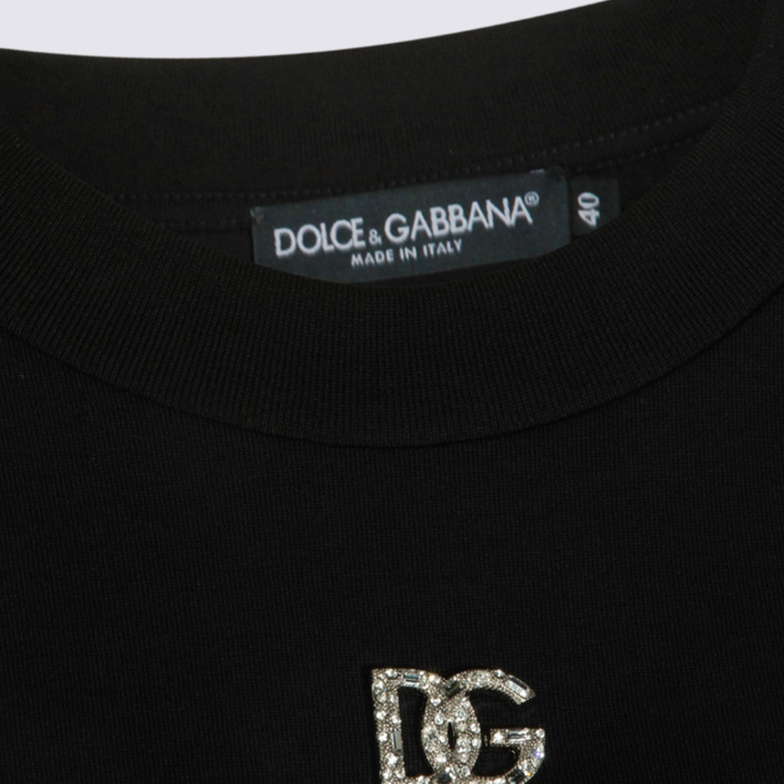 Dolce & Gabbana Black Short-Sleeve T-Shirt With Dg Logo Embellishment
