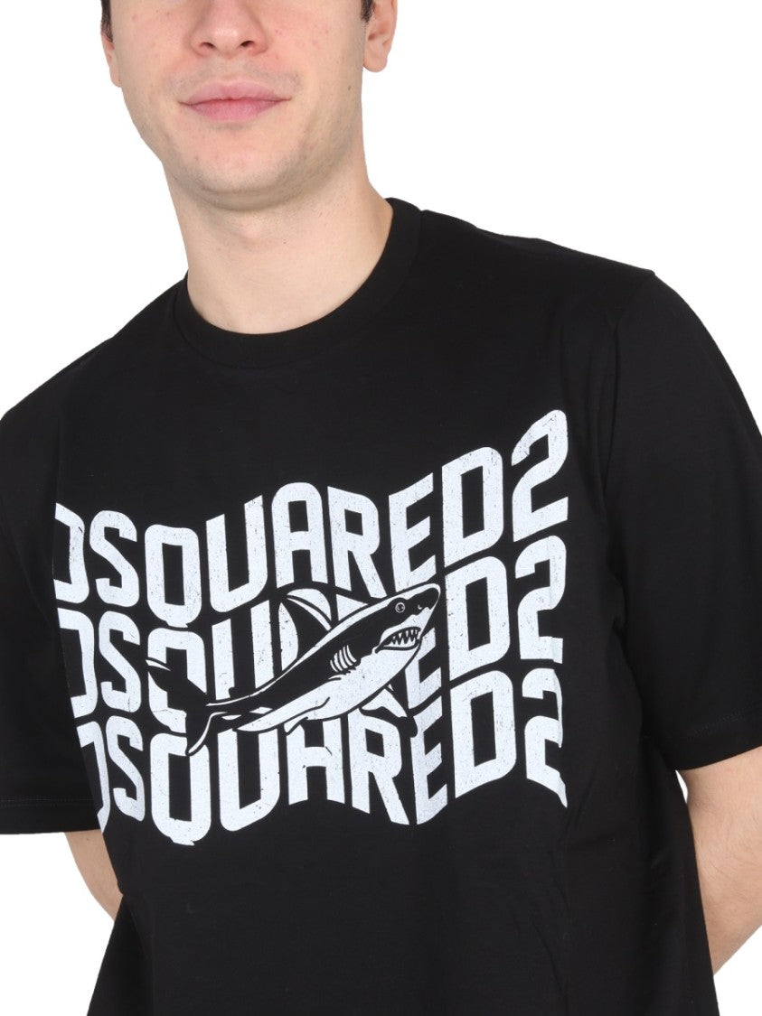 Dsquared2 Shark Motif Logo Print T-Shirt
