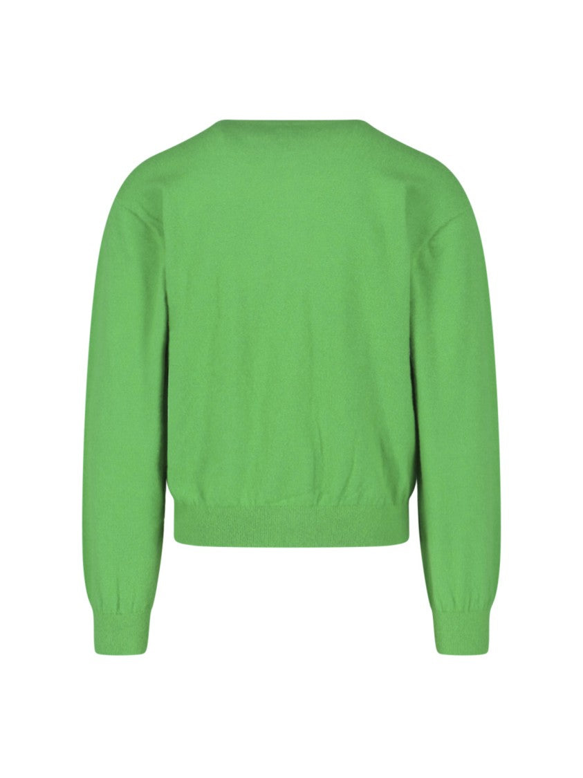 Auralee Cashmere Blend Cardigan With Round Neckline And Button Closure