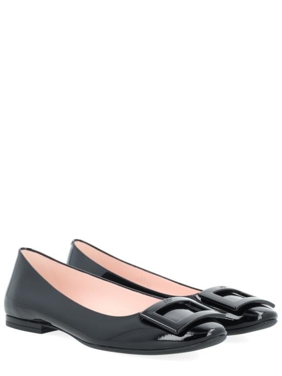 Roger Vivier Patent Leather Flat Shoes With Rectangular Buckle Detail