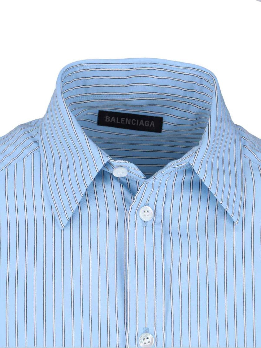 Balenciaga Striped Shirt With Knotted Cuffs – Blue