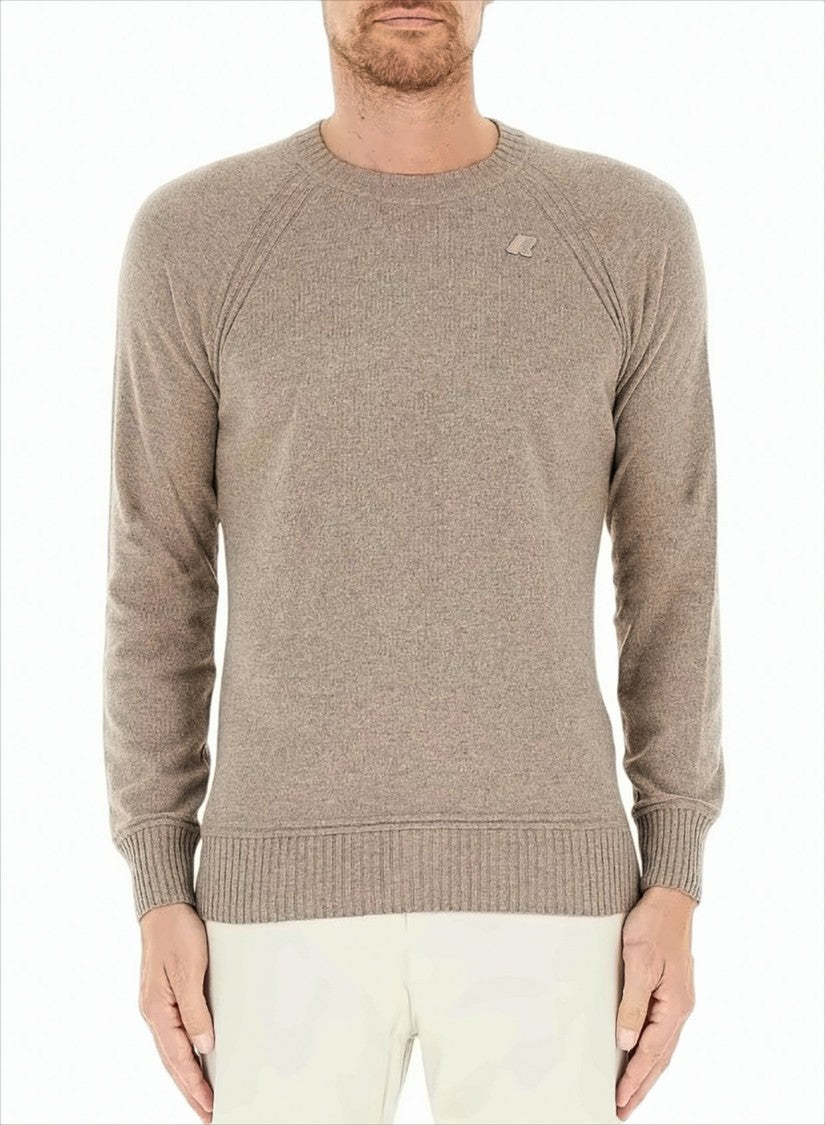K-Way Crewneck Sweater In Cashmere-Wool Blend With Logo Detail