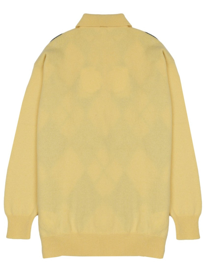 J. W. Anderson Lambswool Knit Sweater With Classic Polo Collar And Argyle Pattern