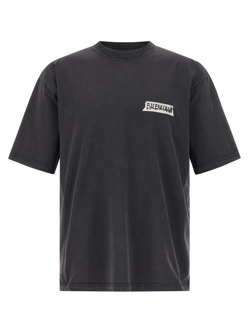 Balenciaga 'Masking Tape' Faded Jersey T-Shirt