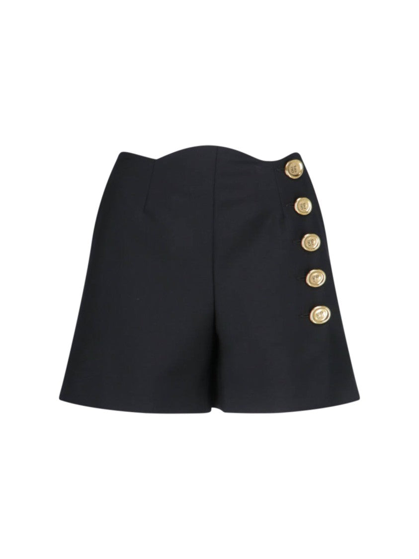 Givenchy Asymmetrical High-Waisted Black Wool And Mohair Shorts