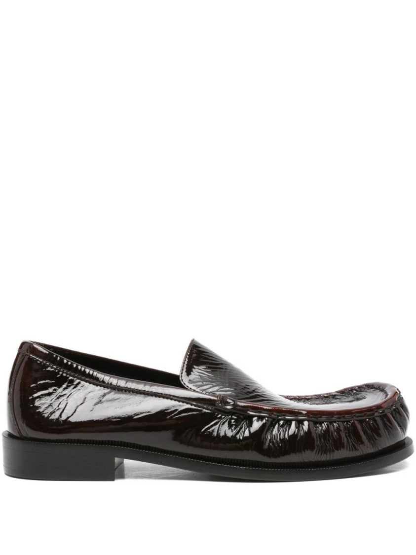 Dries Van Noten Glossy Brown Leather Slip-On Shoes