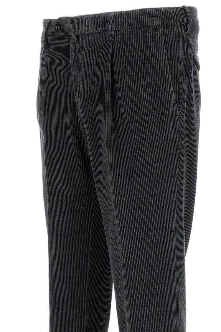 Briglia 1949 Grey Ribbed Cotton-Tencel Straight-Leg Pants
