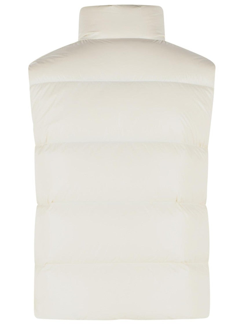 Moncler 'Belice' Padded Vest In Ivory White Polyamide