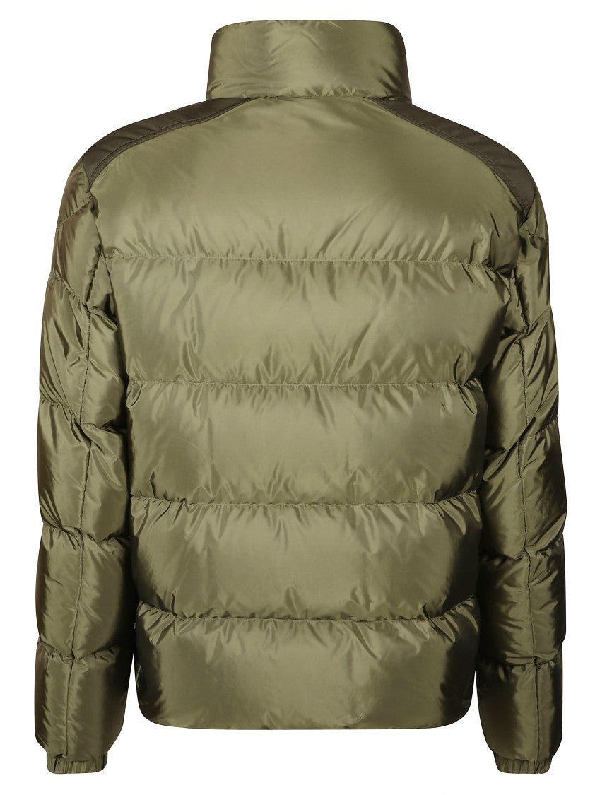 Moncler Structured Green Coat With Minimalistic Design