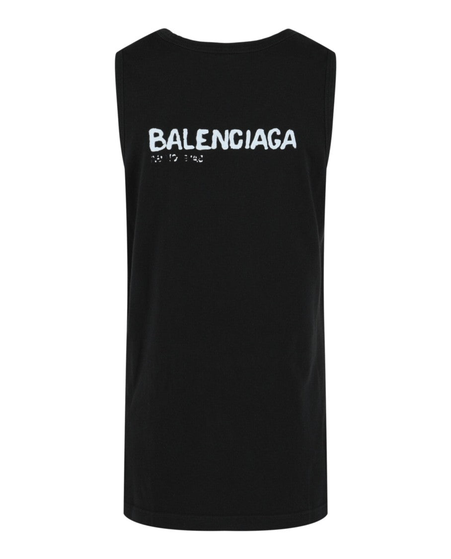 Balenciaga Logo Print Cotton Tank