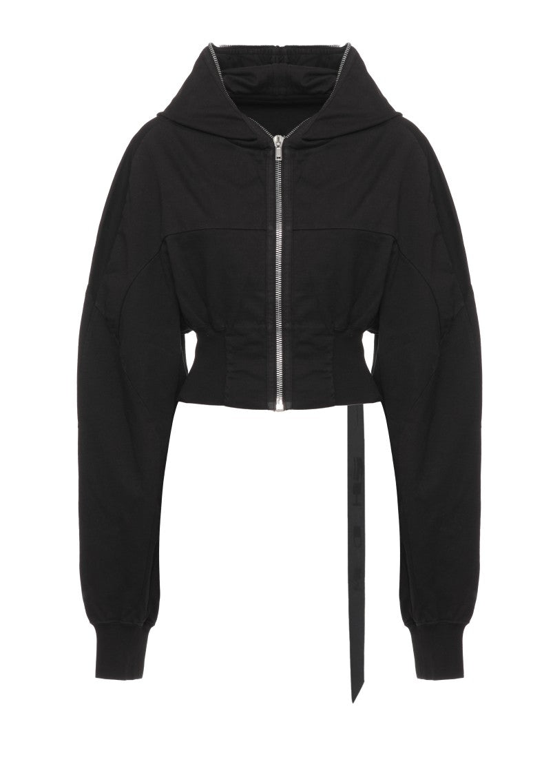 Drkshdw Cropped Black Cotton Sweatshirt With Iconic Lace Detail