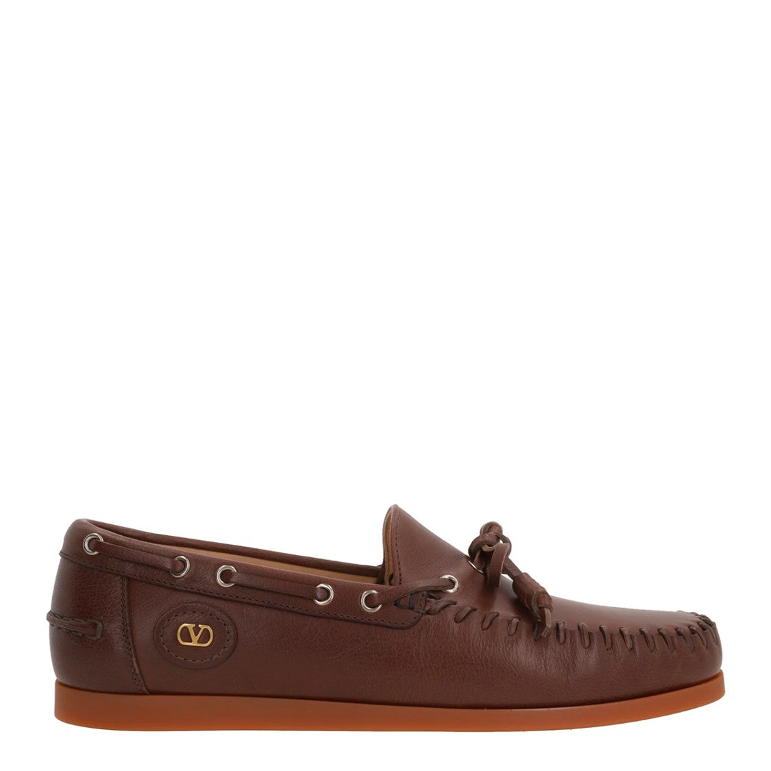 Valentino Garavani Brown Leather Palm Avenue Loafers