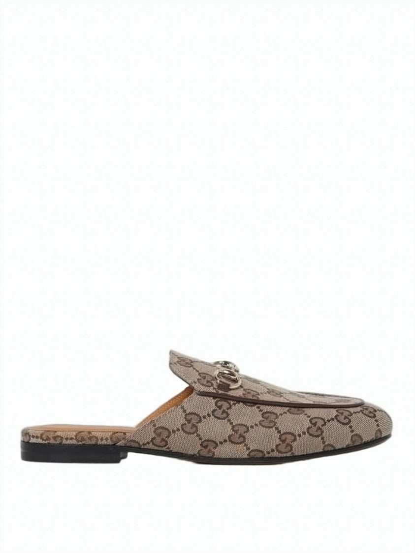 Gucci Canvas Upper Slip-On Loafers With Metallic Horsebit Detail