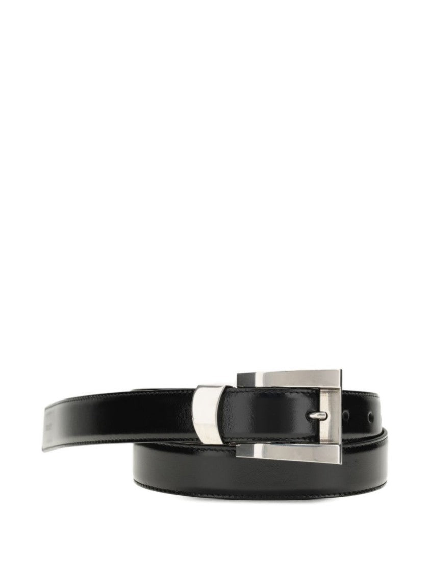 Versace Narrow Silk And Nylon Belt With Polished Silver Buckle