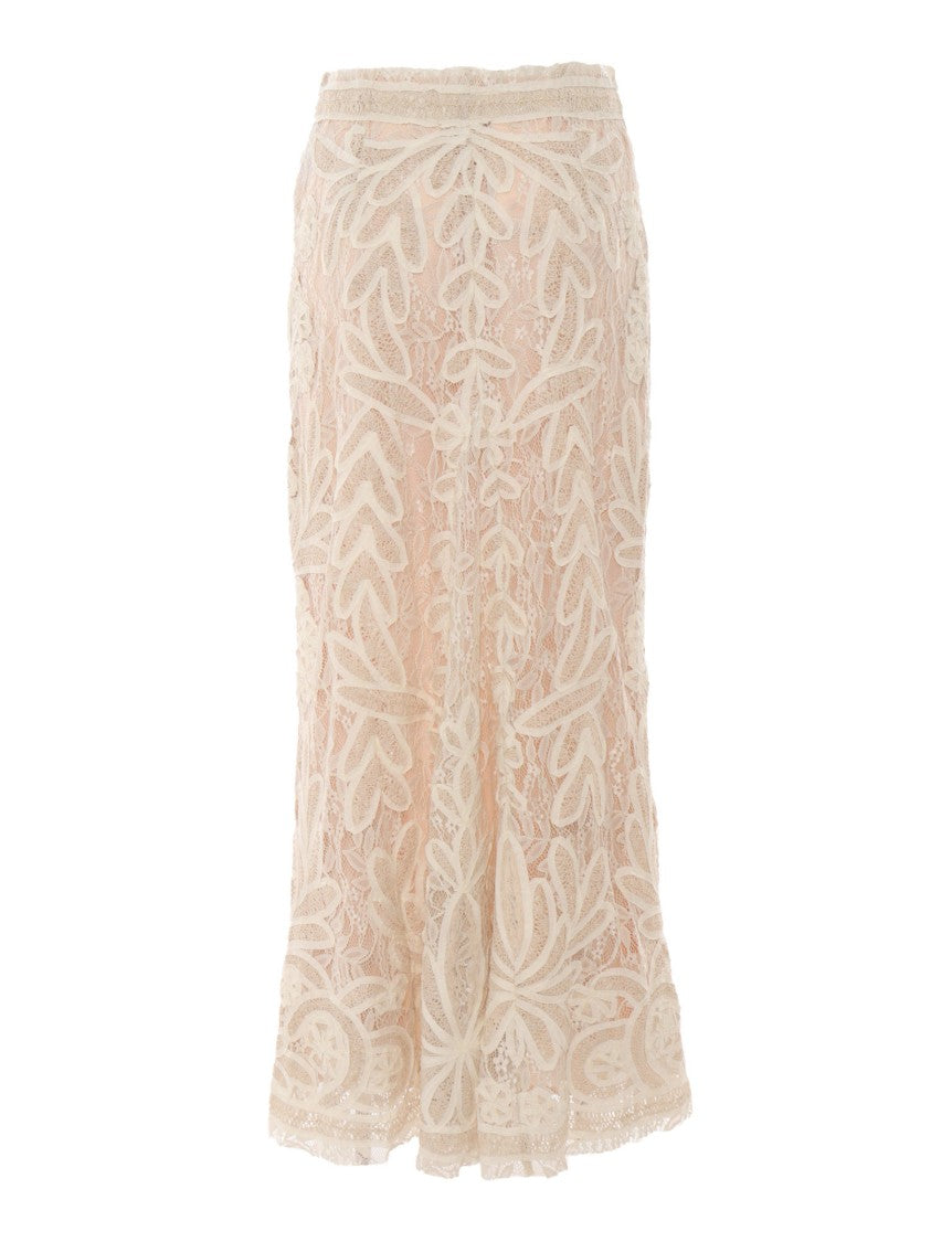 P.A.R.O.S.H. Maxi Skirt With Intricate Floral Lace Detailing