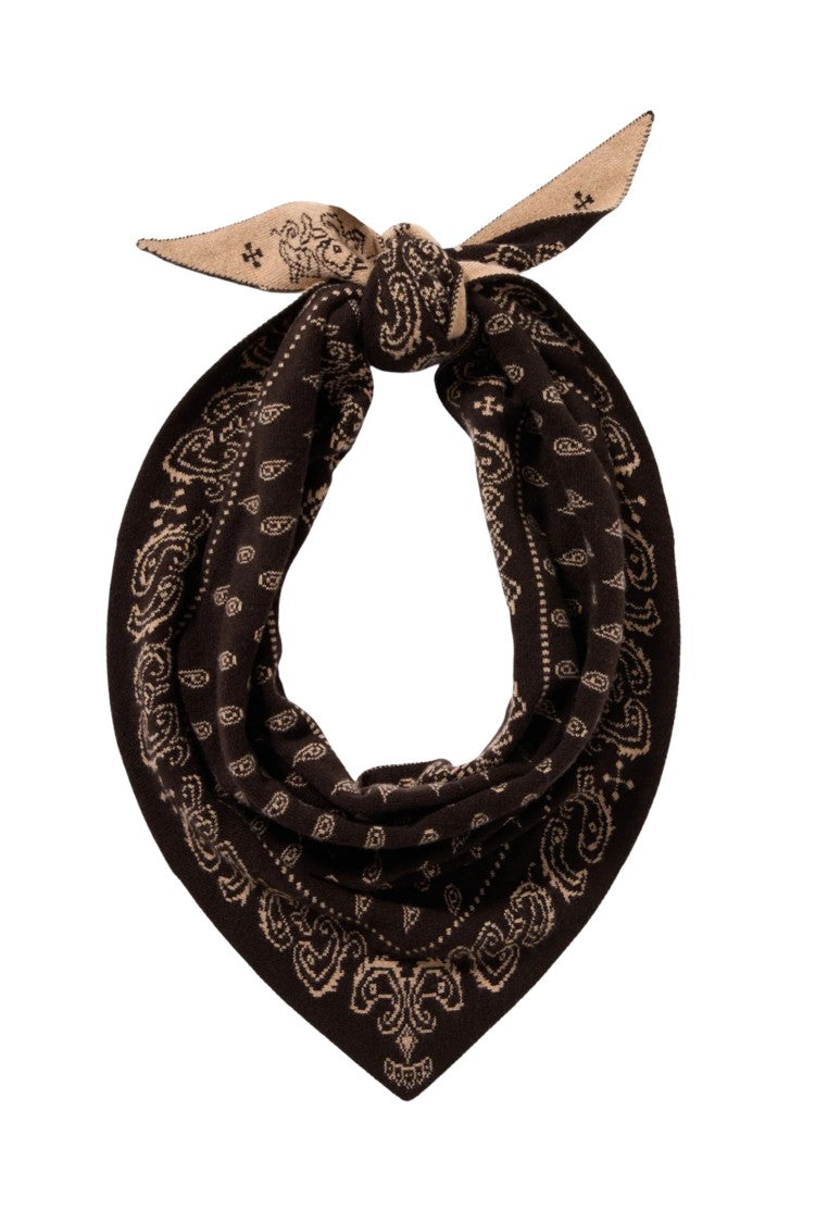 Guest In Residence Cocoa/Dune Wild Rag Reversible Paisley Cashmere Scarf