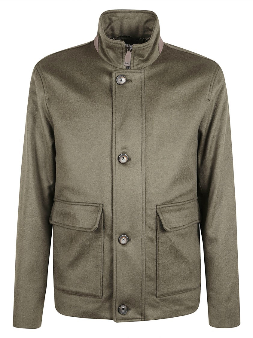 Herno Casual Jacket With Sheepskin-Lined High Collar