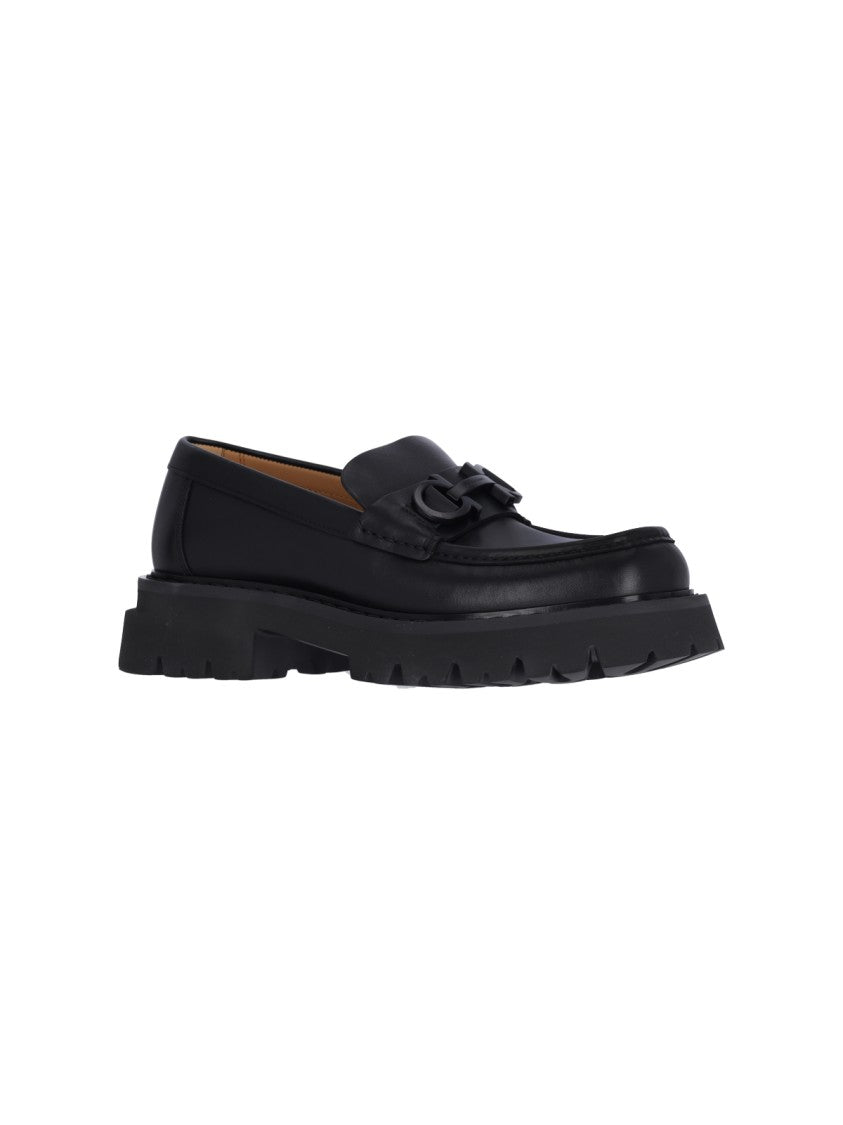 Ferragamo Chunky "Gancini" Loafers – Black