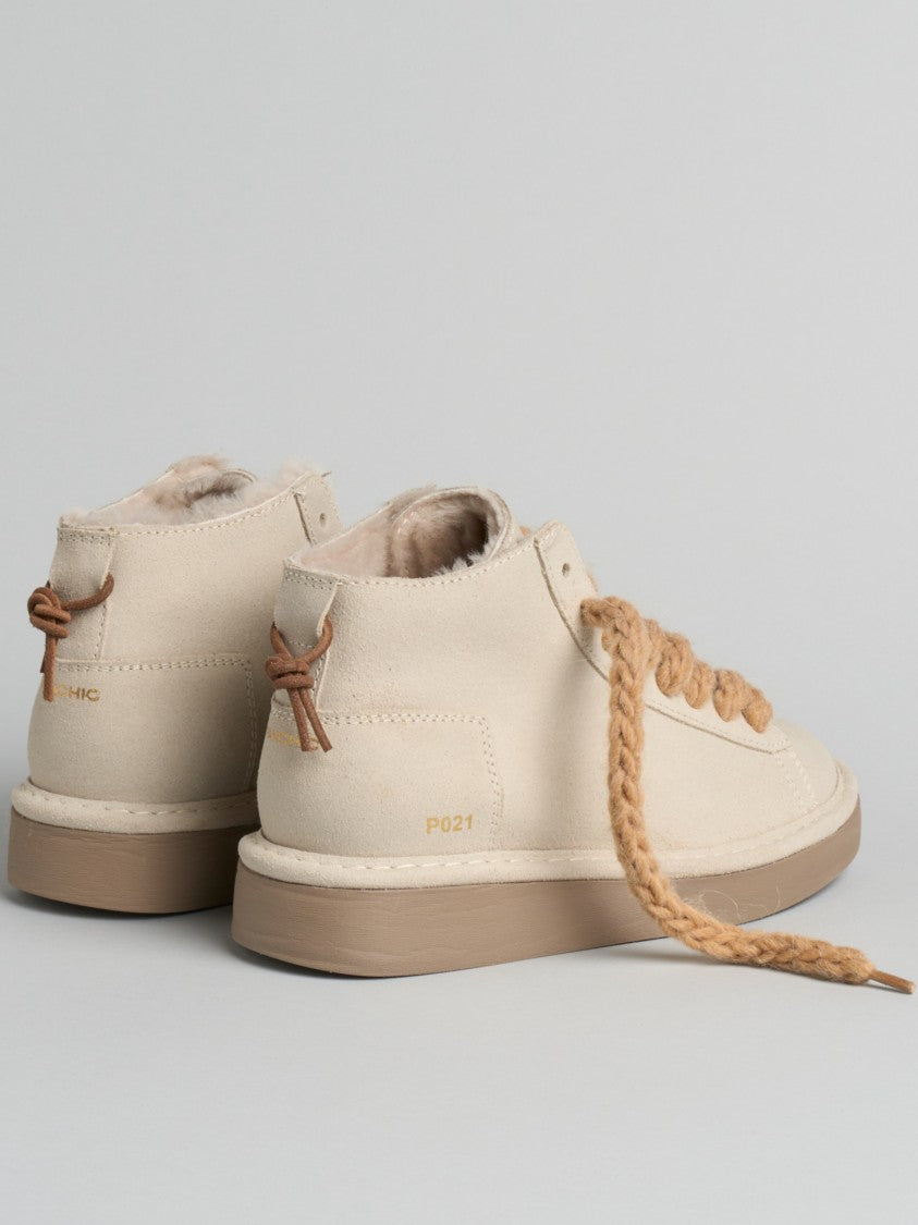 Panchic Mid-Top Sneakers With Plush Lining And Chunky Laces