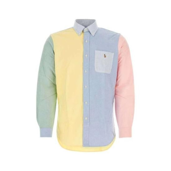Polo Ralph Lauren Patchwork Design Long-Sleeve Shirt With Striped Collar