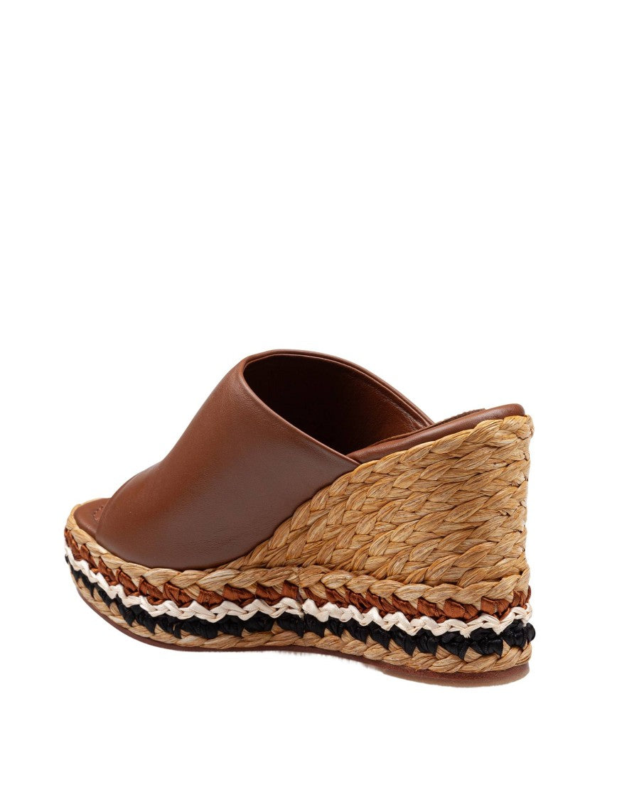 Paloma Barceló Paloma Oriane Leather Sandal With Raffia Wedge