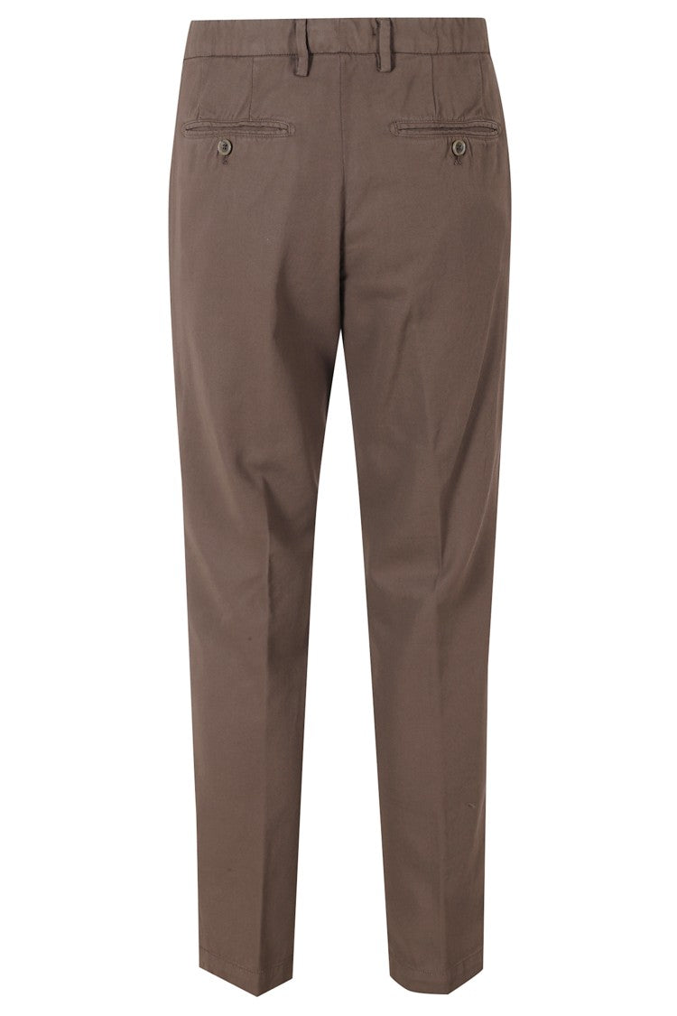 Myths Brown Zeus Darts Waist Loops Cotton Trousers