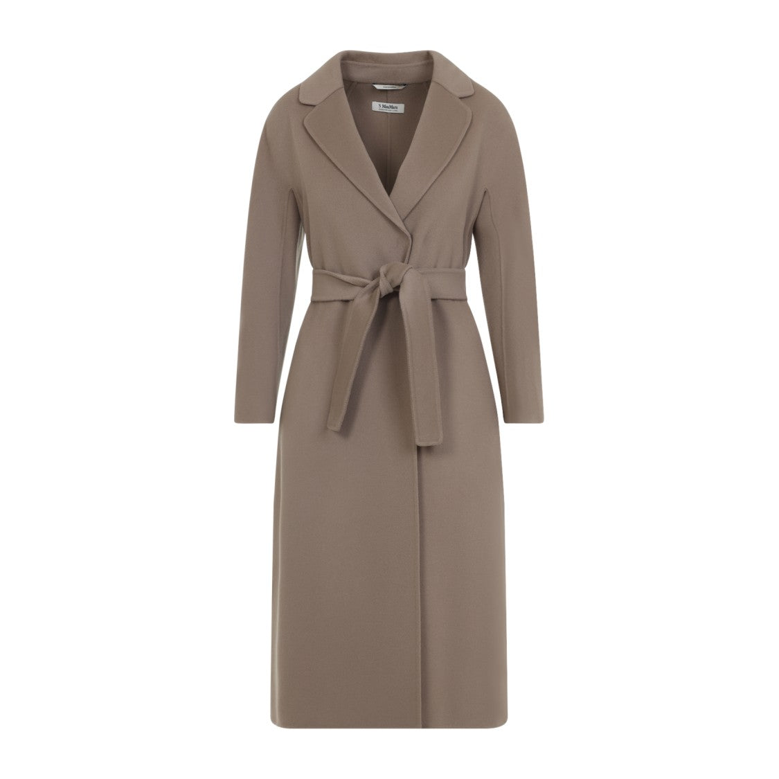 Max Mara Nude Wool Coat With Tailored Silhouette And Belted Waist