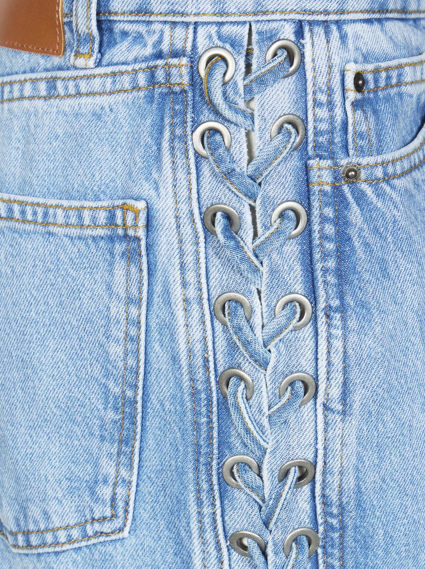Rotate Blue Lace Up Straight Leg Jeans
