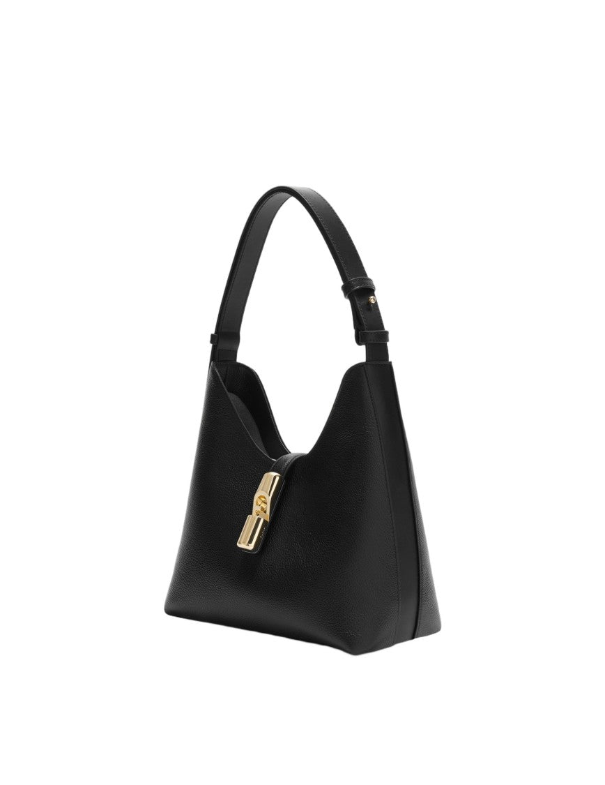 Furla Goccia S Leather Hobo Bag, Black