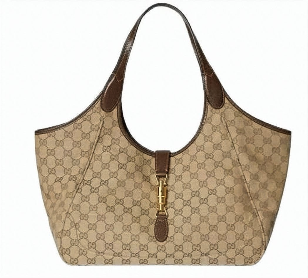 Gucci Medium Gg Canvas Tote Bag With Signature Monogram Pattern