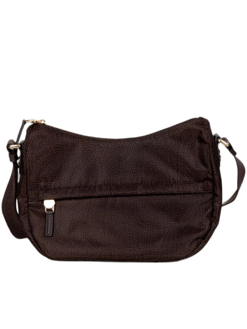 Borbonese Brown Luna Small Textured Pebble Leather Shoulder Bag
