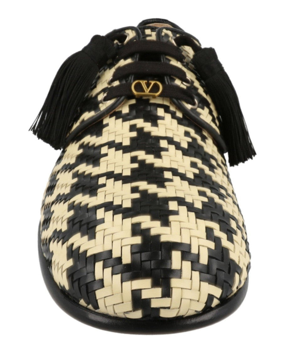 Valentino Mj Blues Woven Leather Derby Shoes