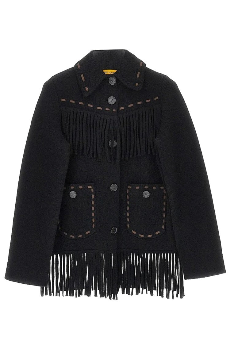 Guest In Residence Black Western Fringe Wool-Blend Jacket