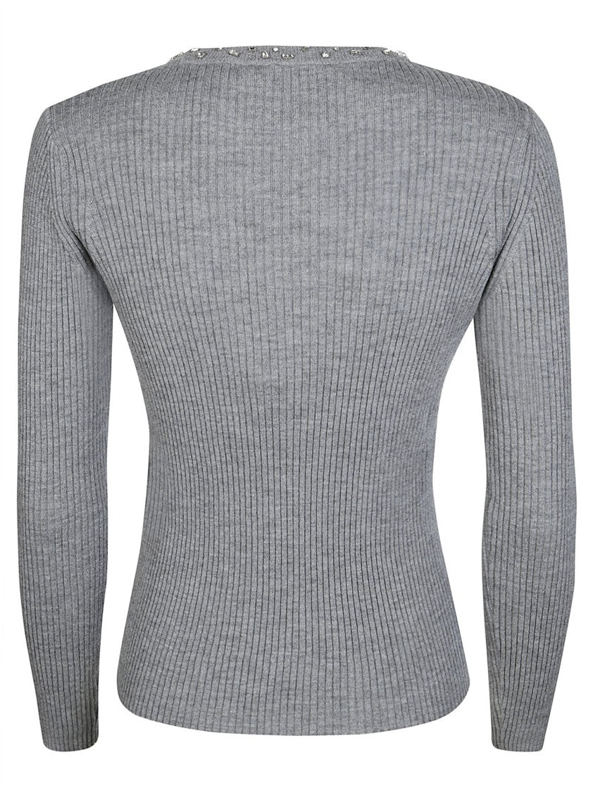 Max Mara Catone Jeweled Crewneck Sweater