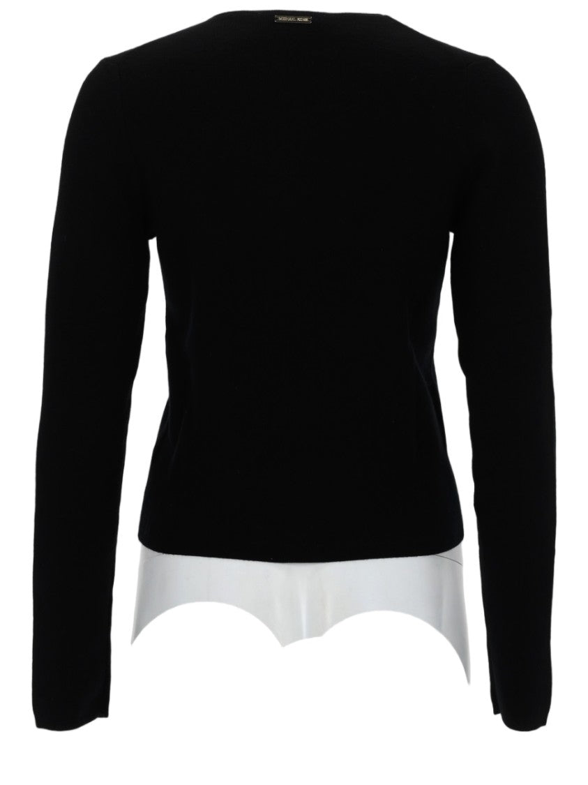 Michael Michael Kors Fitted Black Cardigan With Round Neckline And Button-Down Front