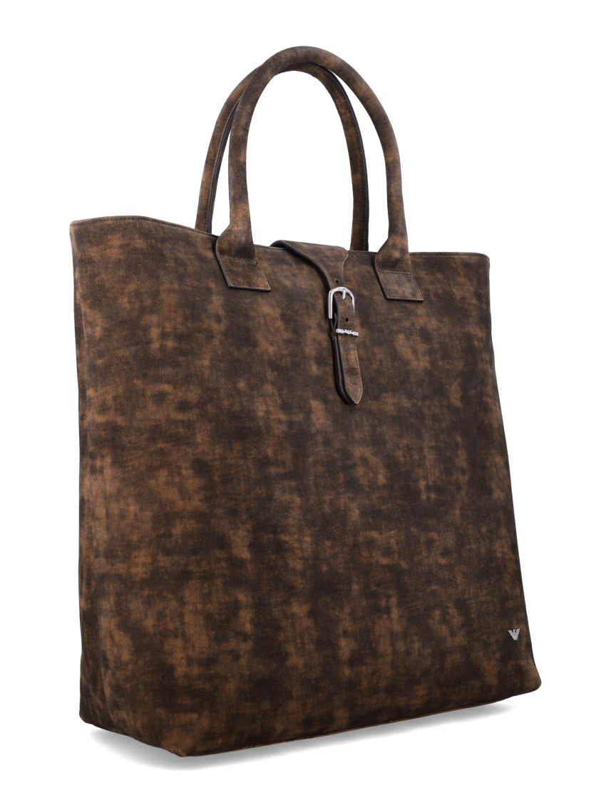 Emporio Armani Vintage-Effect Suede Shopper Bag