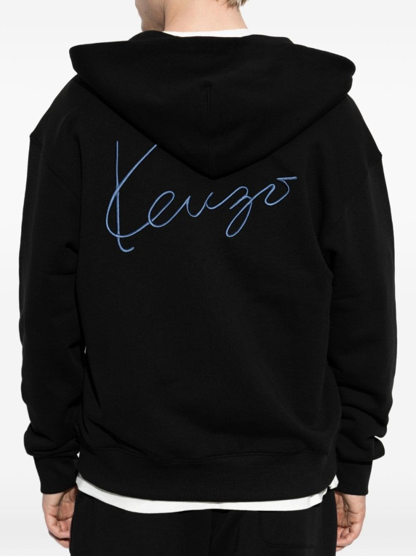Kenzo Relaxed Fit Zip-Up Sweatshirt With Embroidered Details