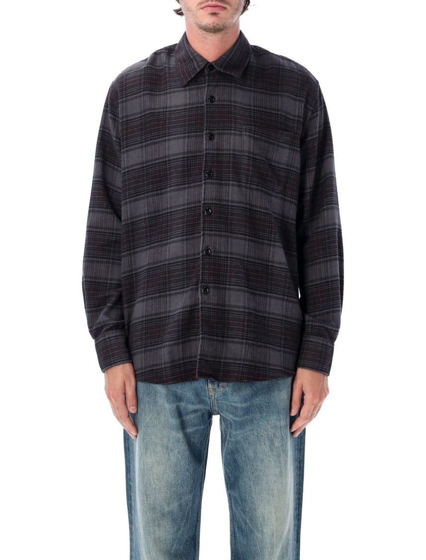 Our Legacy Above Faded Nocturne Plaid Italian Cotton Flannel Overshirt