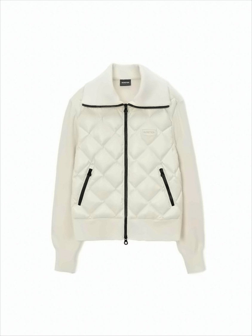 Duvetica Quilted Front Jacket With Knit Sleeves