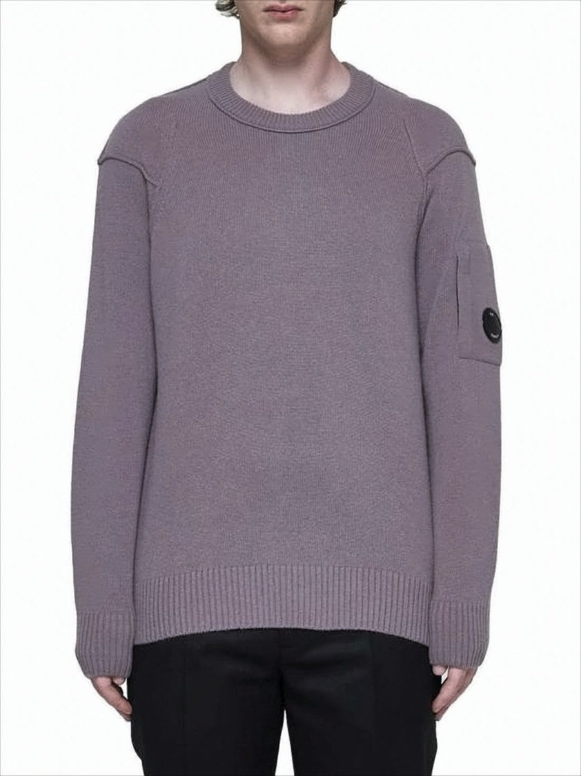 C.P. Company Relaxed Fit Purple Knit Sweater With Distinctive Patch