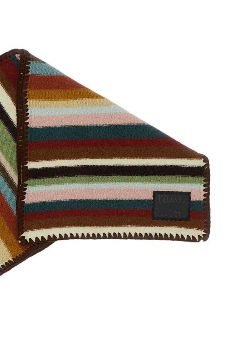 Paul Smith Multicolor Striped Hand-Finished Merino Wool Scarf