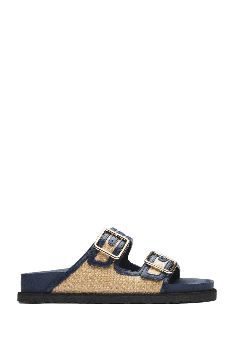 Birkenstock Natural Raffia Arizona Gold-Tone Sandals