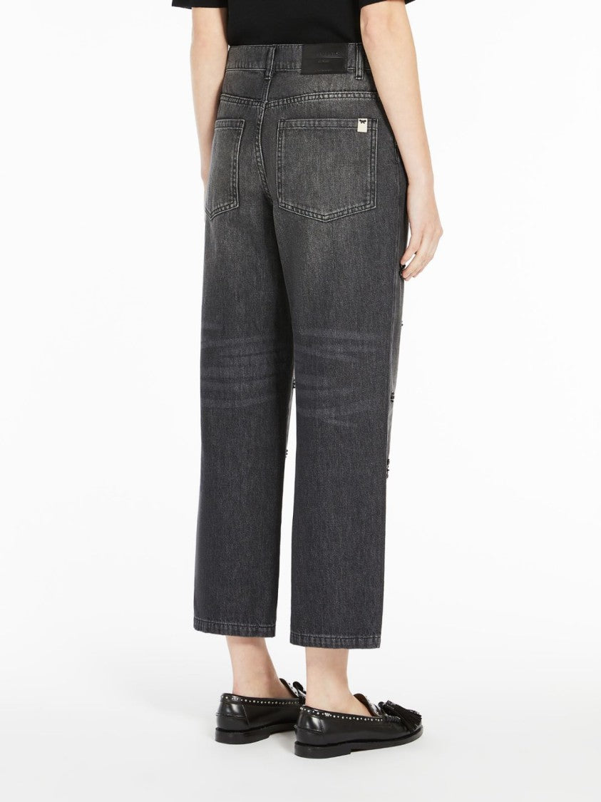 Max Mara Straight-Silhouette Denim Jeans With Sequin Embroidery