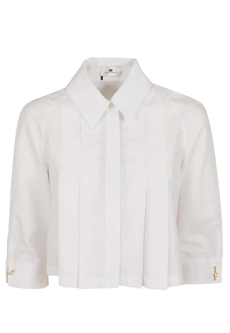 Elisabetta Franchi Inverted Collar Cape-Back Cotton Shirt