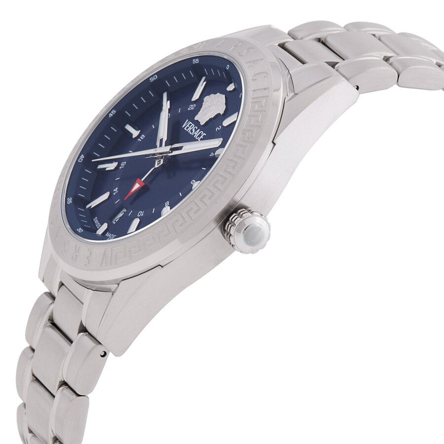Versace Versace V-Code Gmt 42Mm Stainless Steel Watch
