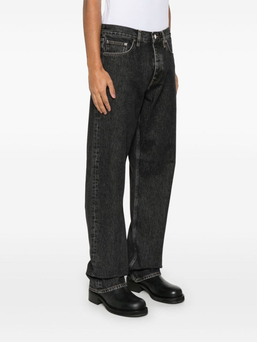 Sunflower Classic Straight-Leg Black Cotton Jeans With Button Fly And Five-Pocket Design