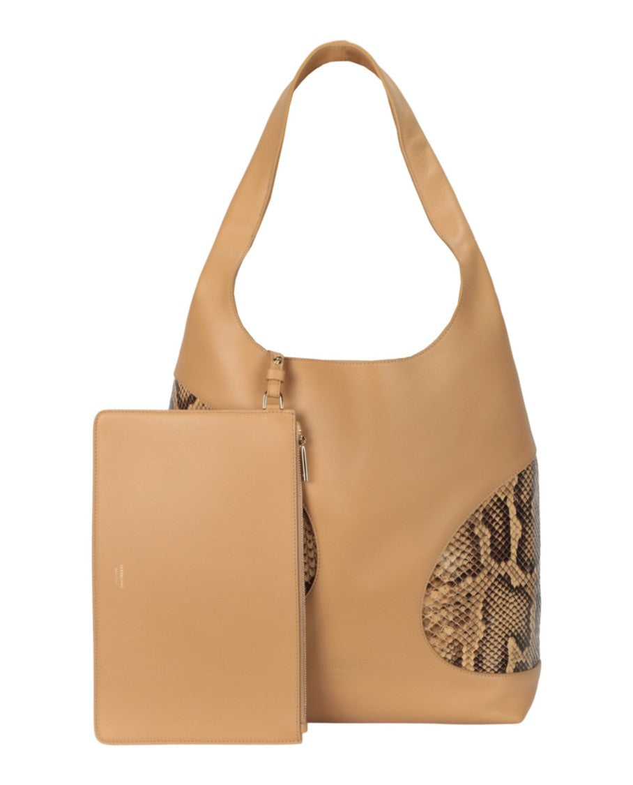 Ferragamo Cut-Out Snake Embossed Hobo Bag