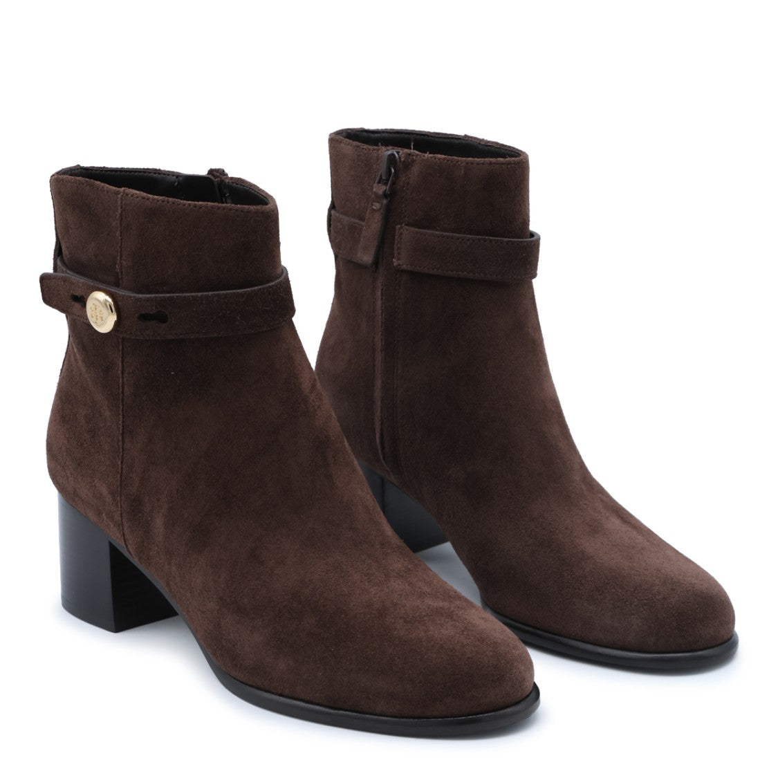 Tory Burch Block Heel Gold Accent Boots